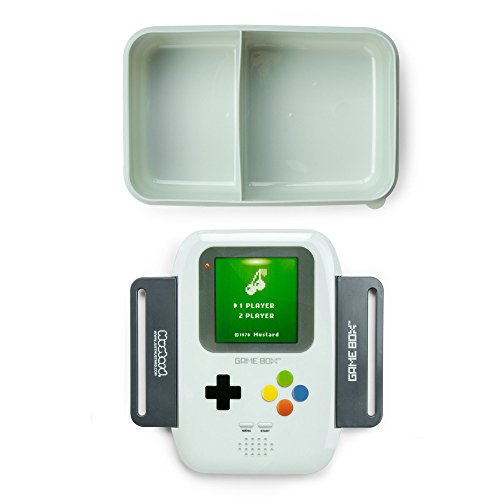 Mustard - Fiambrera hermética en forma de consola gameboy con 3 compartimentos, bento box de almuerzo, color gris