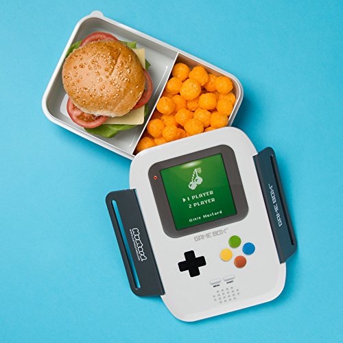 Mustard - Fiambrera hermética en forma de consola gameboy con 3 compartimentos, bento box de almuerzo, color gris