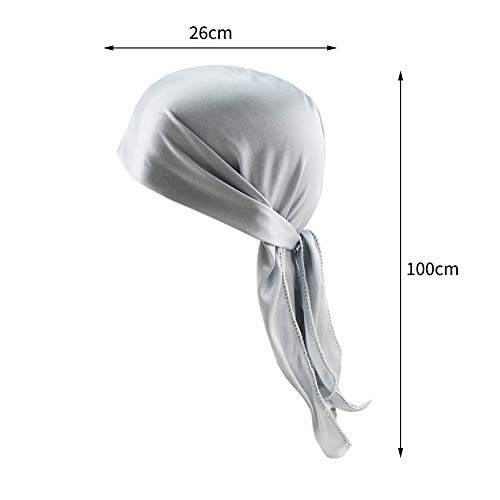 MUZI 3 pañuelos para la cabeza, sedosos, largos y anchos, turbante, de encaje elástico, para danza callejera, ciclismo al aire libre para hombres y mujeres Negro+gris+verde Talla única