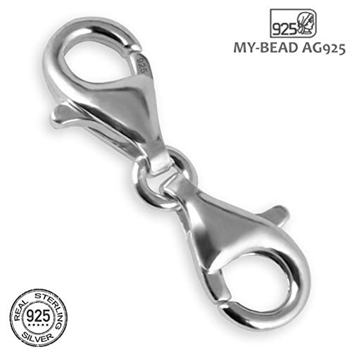 My-Bead cierres mosquetón doble XS 19mm Plata de ley 925 sin níquel para cambiar de pulseras y cadenas DIY