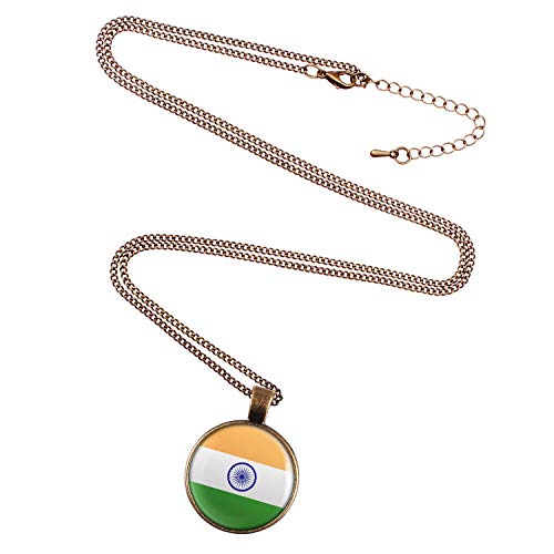 Mylery Collar con Motivo India India Bandera de Nueva Delhi Bronce 28mm