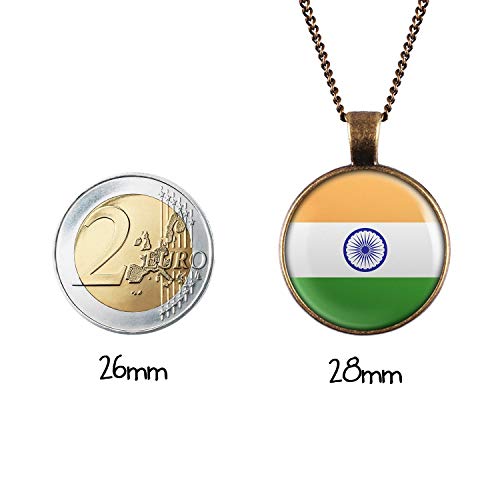 Mylery Collar con Motivo India India Bandera de Nueva Delhi Bronce 28mm