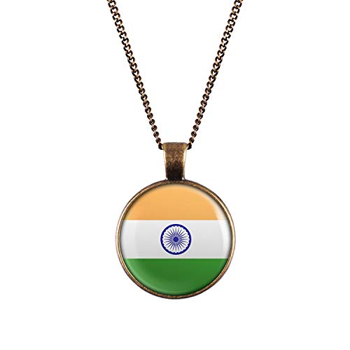 Mylery Collar con Motivo India India Bandera de Nueva Delhi Bronce 28mm