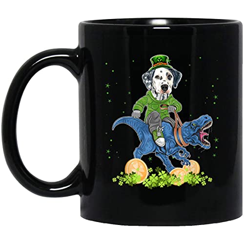 N\A Taza Día de San Patricio del Duende del Dinosaurio del Montar a Caballo dálmata