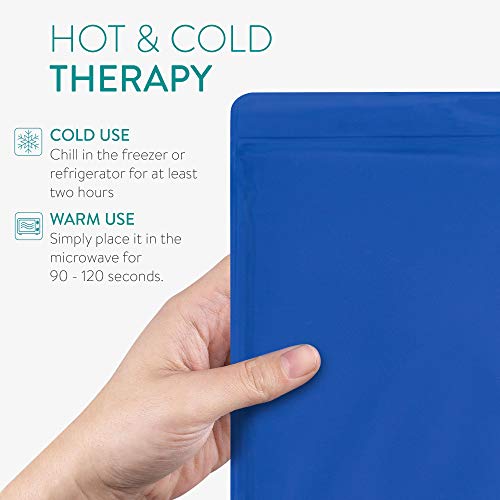 Navaris Bolsa de gel frío y calor - Compresa grande para aplicar en golpes lesiones de espalda hombro rodilla postparto - Reutilizable en microondas