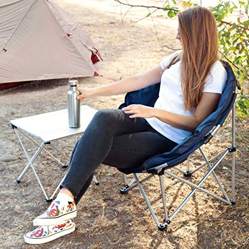 Navaris Silla Redonda Plegable - Asiento para Camping con Bolsa - Silla portátil para Acampada - Silla para el Aire Libre Pesca Playa