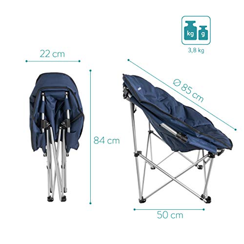 Navaris Silla Redonda Plegable - Asiento para Camping con Bolsa - Silla portátil para Acampada - Silla para el Aire Libre Pesca Playa