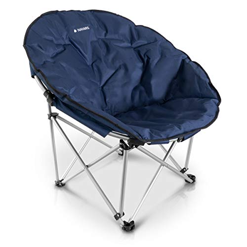 Navaris Silla Redonda Plegable - Asiento para Camping con Bolsa - Silla portátil para Acampada - Silla para el Aire Libre Pesca Playa