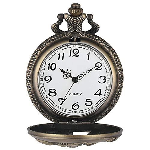 NBLD Reloj de Bolsillo Relojes Vintage Diseño de Gallo Hueco Estilo del Zodiaco Chino Retro Bronce Medio Cazador Reloj de Bolsillo Colgante Hombre Mujer Regalos