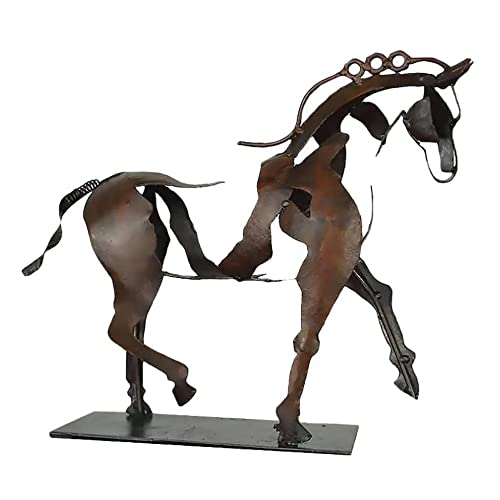 NC Estatua de Caballo de pie, Escultura de Caballo de Metal, Hecho a Mano en 3D, Forma Hueca, Revestimiento Impermeable antioxidante, Duradero sin decoloración, artesanía Moderna para estantería