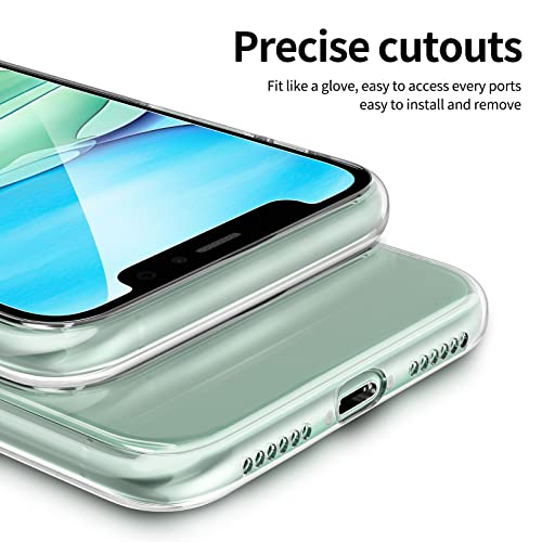 NEW'C Funda para iPhone 11 Gel de TPU Suave de Silicona Transparente Alta y 2X Protector de Pantalla para iPhone 11 Vidrio Templado - Antiarañazos