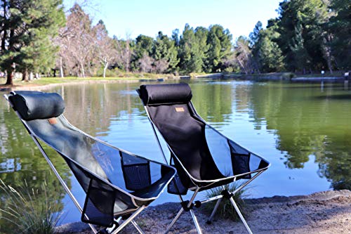 Nice C Silla De Camping Plegable Ultraligera con Respaldo Alto, Actualización con Almohada Extraíble, Bolsillo Lateral Y Bolsa De Transporte, Camping (Juego De 2 Verdes)