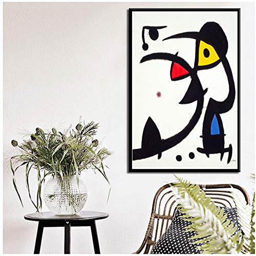 NIEMENGZHEN Impresión en Lienzo Joan Miro Surrealismo Moderno Pinturas artísticas Cuadro Abstracto Arte Retro Lienzo Pintura Poster Wall Home Decor 19.6 ”x 27.5” (50x70cm) Sin Marco A