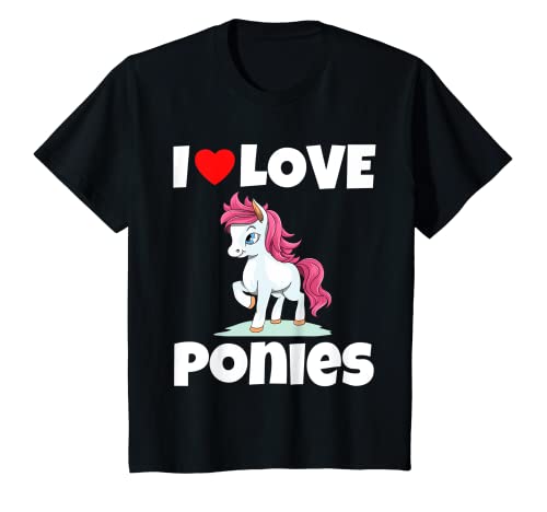 Niños Amo Ponies Chica Divertida Niño Pony Horse Amante Camiseta