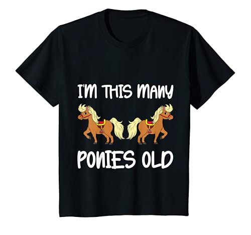 Niños I'm This Many Ponies Old Girls 2do cumpleaños 2 años Pony Camiseta