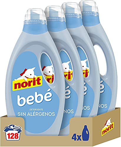 NORIT Bebé - Detergente Líquido para Ropa de Bebé, Pieles Sensibles y Atópicas - Pack de 4 Unidades de 1125 Mililitros, 4500 Mililitros