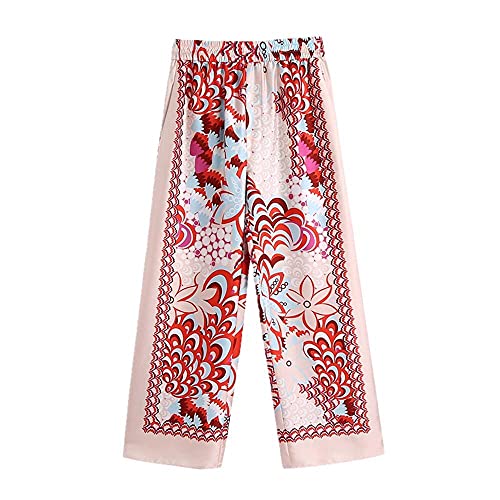N\P Ladies Retro Imprimir Cuadrito Pantalones Casuales