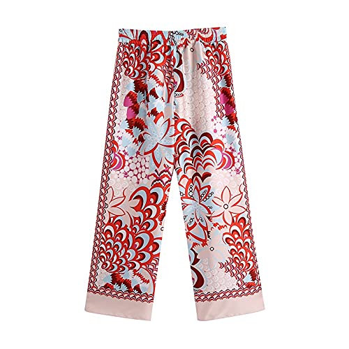N\P Ladies Retro Imprimir Cuadrito Pantalones Casuales