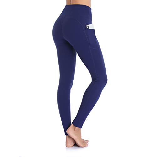 Occffy Cintura Alta Pantalón Deportivo de Mujer Leggings Mallas para Running Training Fitness Estiramiento Yoga y Pilates DS166 (Azul Profundo, M)