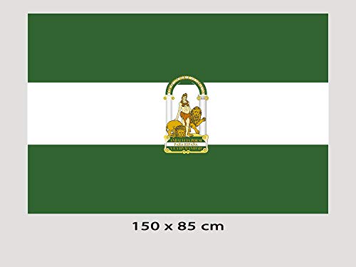 Oedim Bandera de Andalucía Sin Palo | 150x85cm | Reforzada y con Pespuntes | Bandera con 4 Lazos y Resistente al Agua