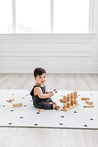 Ofie Mat de Little Bot, tapete de juego suave para bebés, 2m x 1.4m, reversible y no tóxico (zen line+triangle, Large)