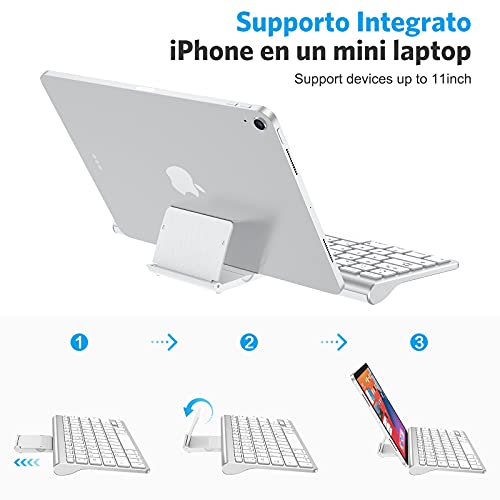 OMOTON Bluetooth Teclado Español con Soporte, Compatible con iPad Air 10.9, iPad 10.2, iPad 9.7, iPad Pro 11, 10.5, iPad Air y Toda Sistema iOS, No Sirve Sistema de Mac - Blanco