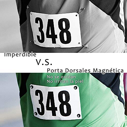 Opret Fijación Magnética Dorsal (4 Pack), Imanes Porta Dorsales para La Fijación del Número de Carrera, Accesorios de Maratón (Negro)