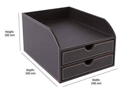 Osco Faux BPU2TPX Leather 2 Tier Sorter with Letter Tray - Brown