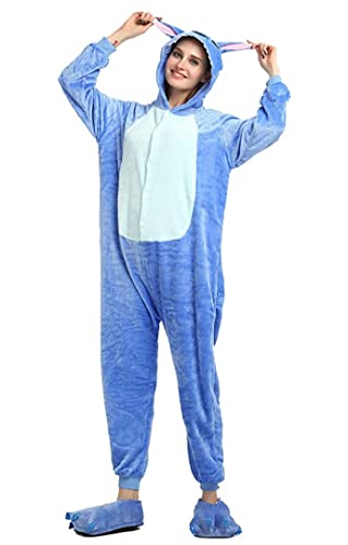 Ovender Pijamas Disfraces Onesie Animal Adultos Kigurumi Carnaval Halloween Fiesta Espectáculo Navideño Mono Cosplay Ropa Interior de Zoológico Invierno Unisex Mujeres y Hombres (M, Stitch)