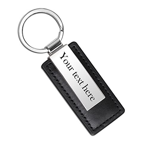 OXYEFEI Llaveros de cuero| Llavero Coche Personalizado Texto Grabado a Doble cara Adecuado Para Colgante de llave,Llaveros Pareja (9.2x3cm)