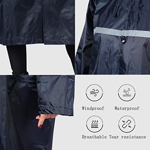 Pahajim Largo Impermeable Reutilizable Chubasquero,para La Lluvia Portátil para Adultos Adolescentes Sobretodo,con Reflectantes Tiras,Transpirable,para Exterior,Senderismo (XXL, Rosa roja)