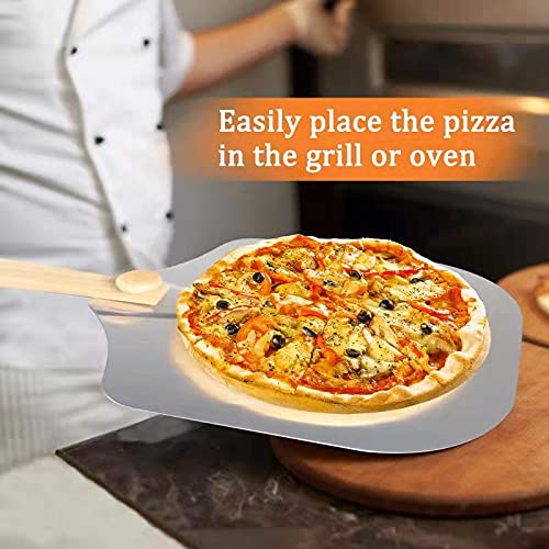 Pala para Pizza,Pala de Pizza,Set de Pala de Pizza,Pala Pizza Plegable,Pala de Pizza de Aluminio con Mango de Madera,Pala para Pizza para Hornear Pizza/Pan/Barbacoa etc