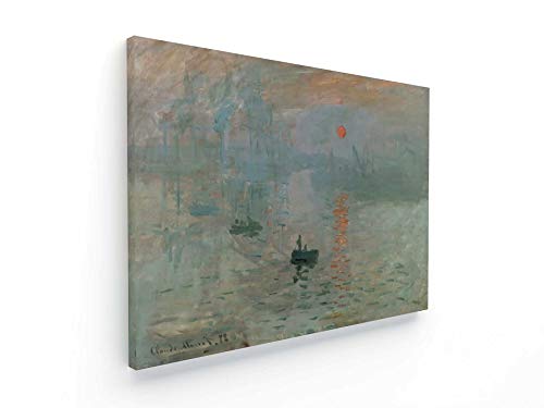 Panorama Lienzo Claude Monet Impresión, Sol Naciente 100x70 cm - Impreso en Lienzo Bastidor - Cuadros Decoración Salón - Cuadros Lienzos Decorativos - Cuadros Modernos