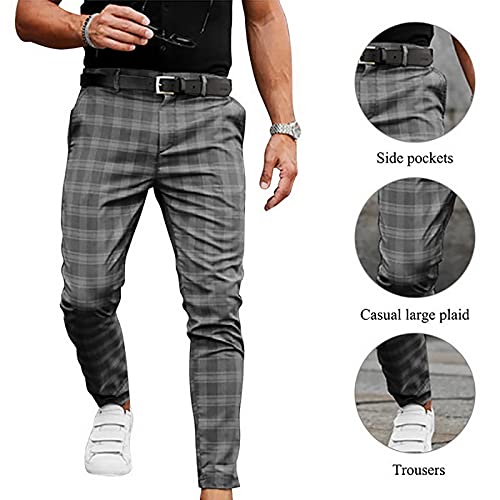 Pantalones a Cuadros Hombre Traje Pantalón De Traje Peto Vaquero Hombre Pantalones Verano Ropa De Trabajo para Hombrechinos Gris Hombre