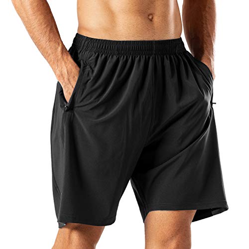 Pantalones Cortos Deportivos para Hombre Transpirable Secado Rapido para Running Fitness Gym(Negro XL)
