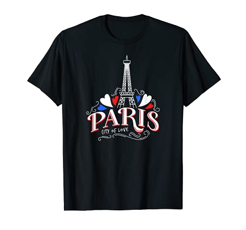 París Francia Corazones y Torre Eiffel Gráficos, París Camiseta