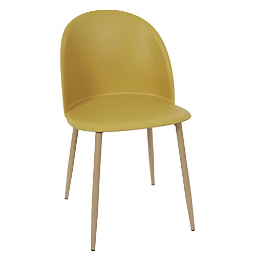Paris Prix – Juego de 2 sillas escandinavas Bergen 81 cm, amarillo mostaza.