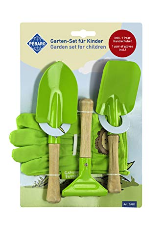 Pebaro- GAR1 Kit niños, 2 Palas, 1 rastrillo y 1 par de Guantes para jardinería (Peter Bausch GmbH & Co. KG