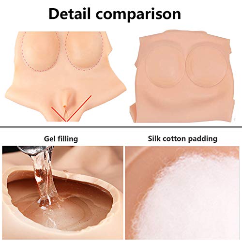 Pechos De Silicona para Transgeneros,Formas De Pecho Silicona Tetas Realistas,Formas Pecho Relleno Algodón Elástico Suave para Travestis Cup Bra Pads Breast Plates,Brown 03,Gel H