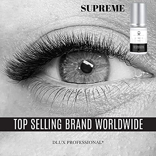 Pegamento para extensiones de pestañas Dlux Professional SUPREME, 5 ml negro, secado muy rápido (1 seg), muy larga vida (6-7 semanas)