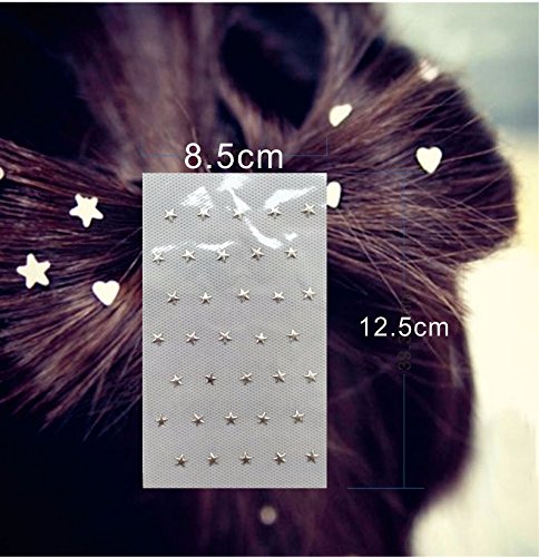 Pegatinas para el pelo con diseño de estrellas plateadas, 2 unidades