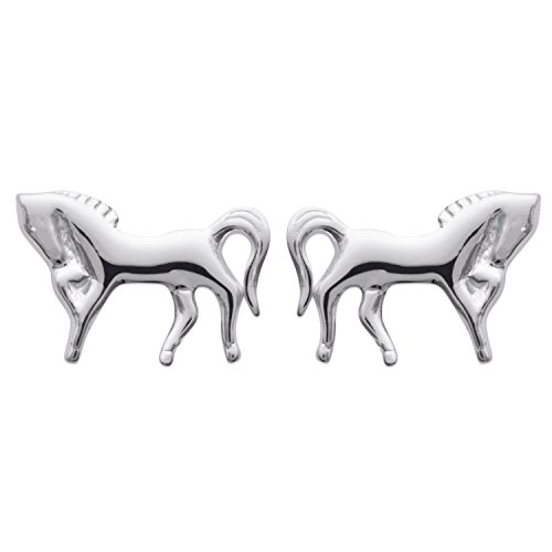 Pendientes de plata 925/000 Circona caballo – 9 x 6 mm