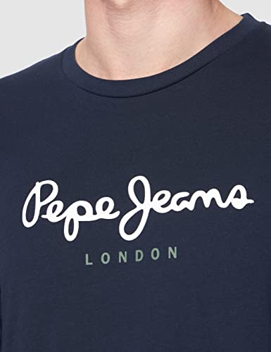 Pepe Jeans Eggo Long Camiseta de Manga Larga, Azul (Navy 595), L para Hombre