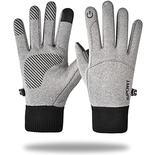 PHILSP Guantes de invierno prácticos guantes de invierno para senderismo, equitación, escalada, correr, funcional, impermeable, resistente al viento, gris duradero