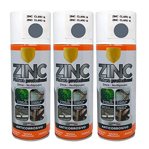 Pintura Spray Zinc 98% 400 Ml - Pack de 3 Unidades