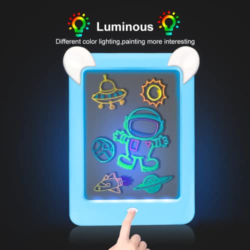 Pizarra Magica Niños Tableta de Dibujo 3D Magico Iluminosa con Luce LED Juguegos Educativo Infantil Creativo Navidad Regalo Juguete para Niños 2-8 Años