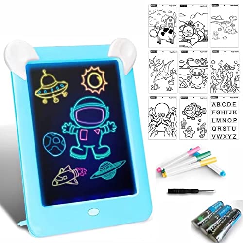 Pizarra Magica Niños Tableta de Dibujo 3D Magico Iluminosa con Luce LED Juguegos Educativo Infantil Creativo Navidad Regalo Juguete para Niños 2-8 Años