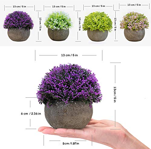 Plantas Artificiales Apariencia Realista Plantas Artificiales Decorativas En Maceta para Decoración del Hogar u Oficina Plantas Artificiales Exterior- 4 Pcs