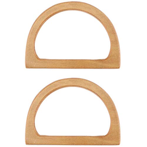 POFET Asa de madera en forma de D, repuesto para bolso de lona hecho a mano, 1 par