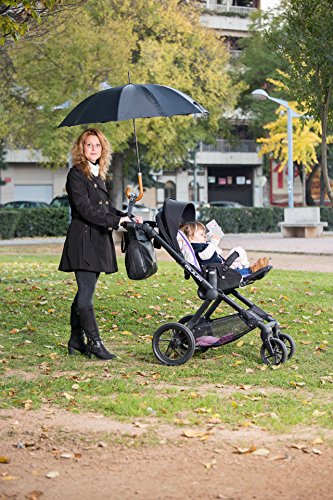 Porta paraguas con accesorio sombrilla de Jicaclick | Sujeta paraguas y sombrilla para carrito de bebé/Universal y Desmontable (XL)